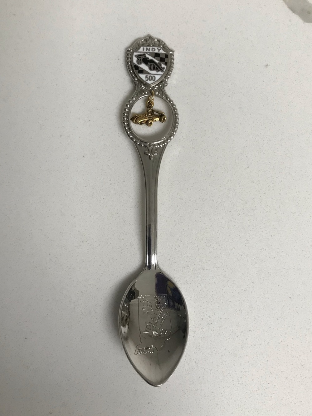 Indy 500 Commemorative Vintage Silver & Gold Souvenir Spoon